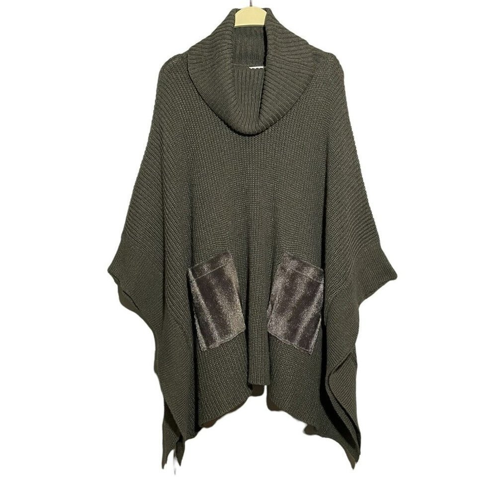 Cc Poncho Cape Sweater Women Sz Xs/S Gray Oversize Relax Loose Wide Short Sleeve